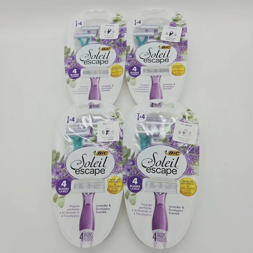 Lot 16ct Total Soleil Escape Womens Disposable Razors 4 Blades Lavender Scented